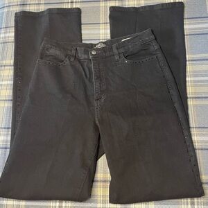 NYDJ Black High Rise Wide Leg Jeweled Rhinestone Bling Jeans